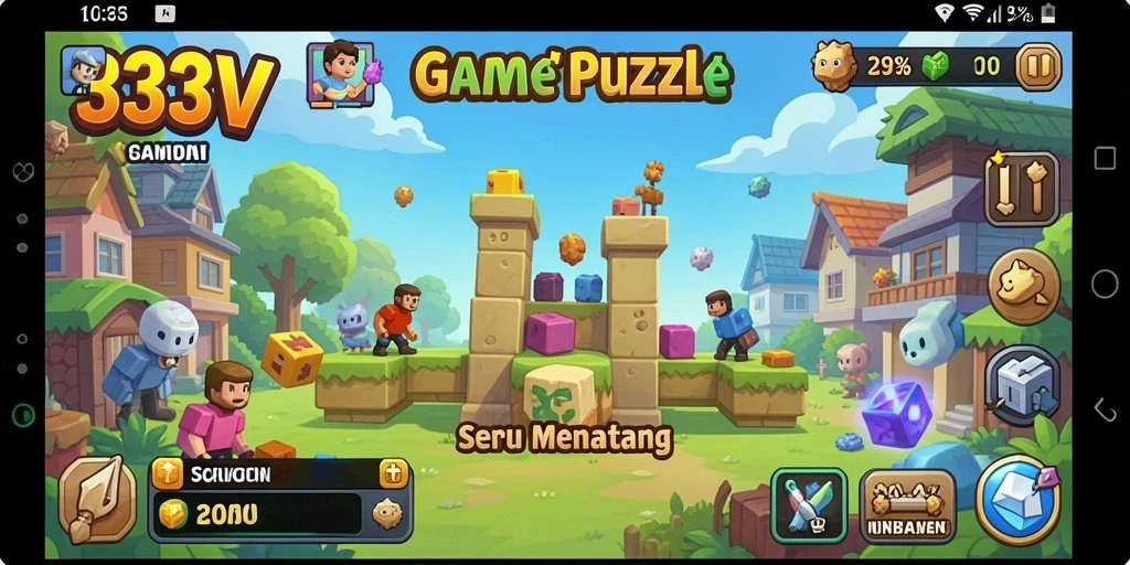 Screenshot gameplay <strong>333V</strong> menunjukkan tantangan puzzle yang mendebarkan.