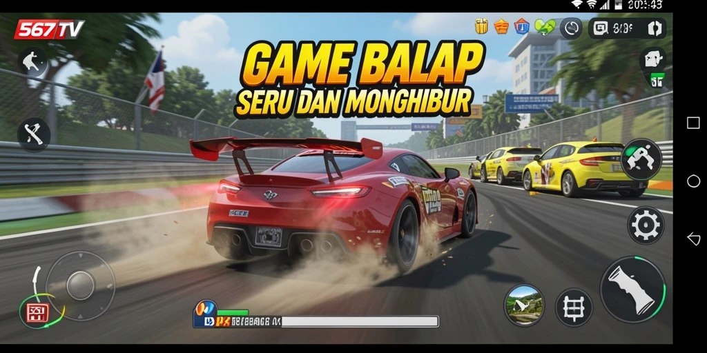 Gameplay balap seru di 567TV dengan berbagai kendaraan.