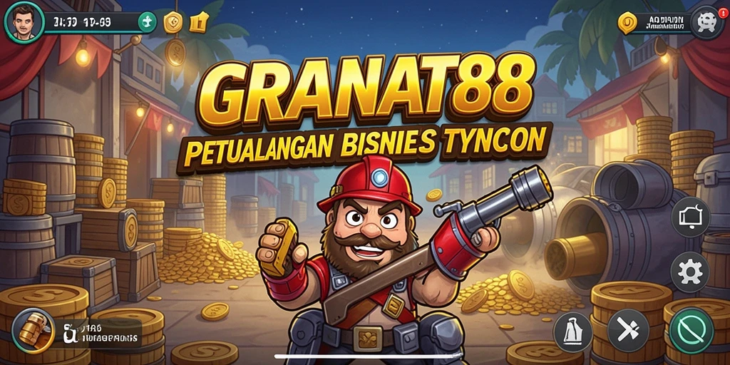 Tampilan gameplay GRANAT88 yang menunjukkan aktivitas bisnis yang dinamis.