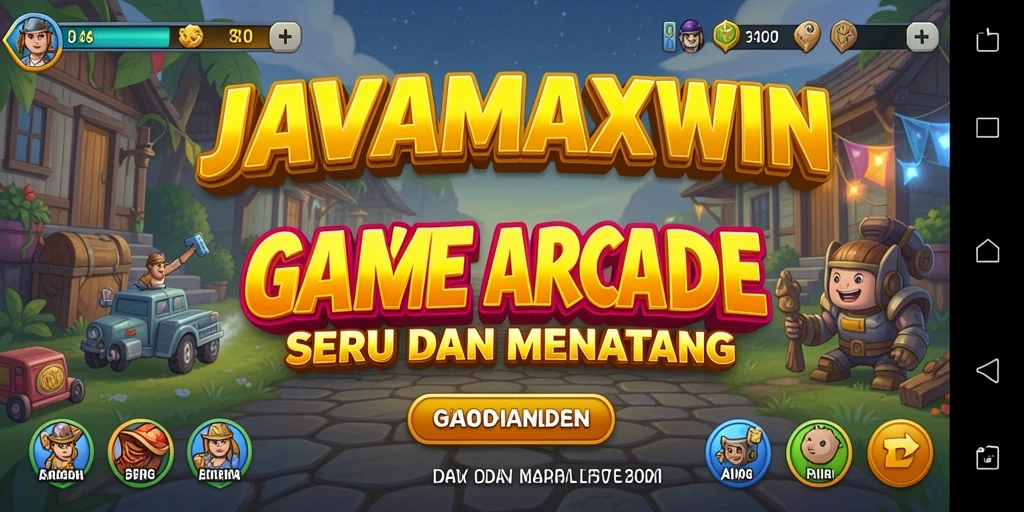Screenshot utama gameplay JAVAMAXWIN menunjukkan aksi seru arcade.