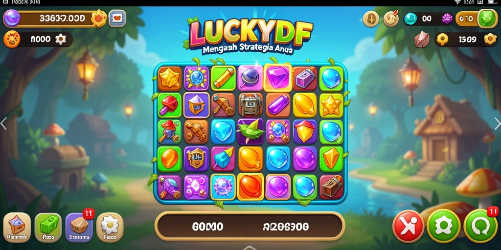 Tampilan gameplay seru LUCKYDF dengan puzzle Match-3 yang menantang.