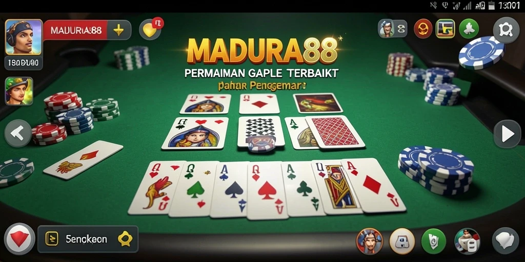 Tampilan gameplay Gaple yang seru di MADURA88.
