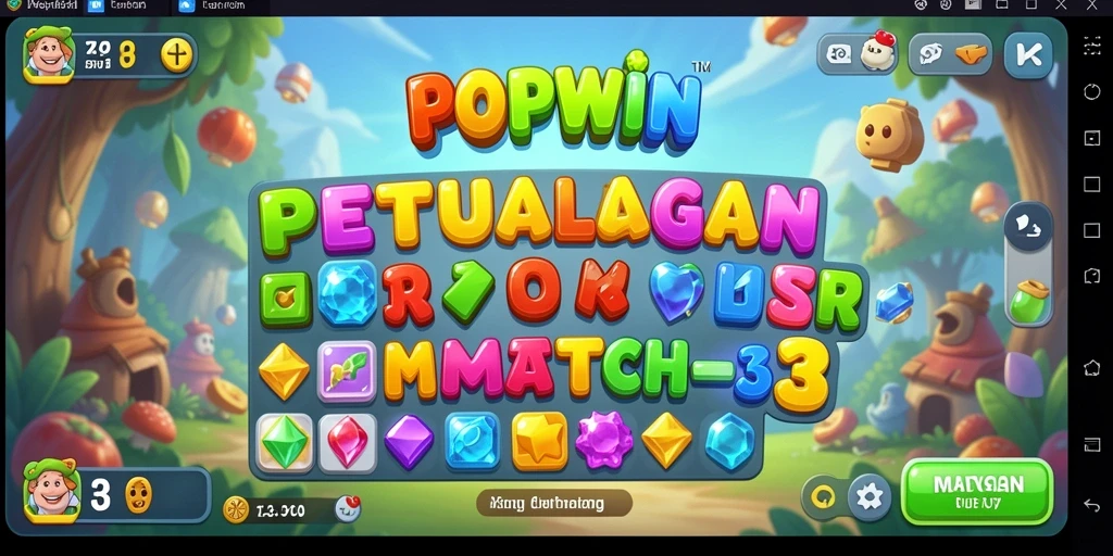 Tampilan gameplay seru dan penuh warna dari POPWIN Match-3.